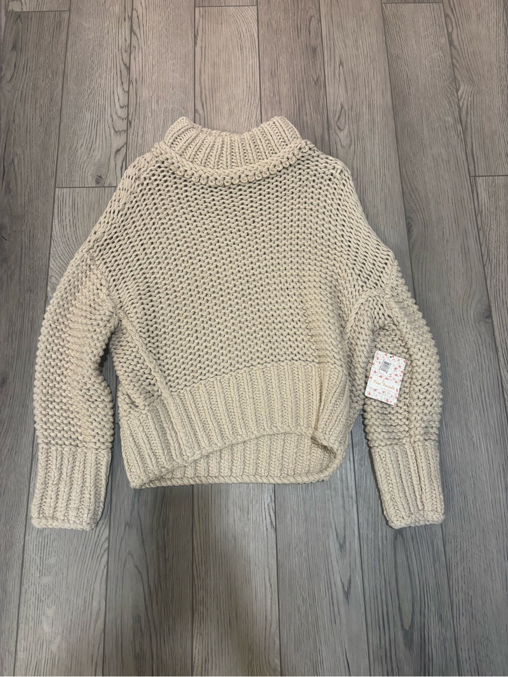 NWT Free People Chunky Knit Turtleneck Sweater in Cream XS